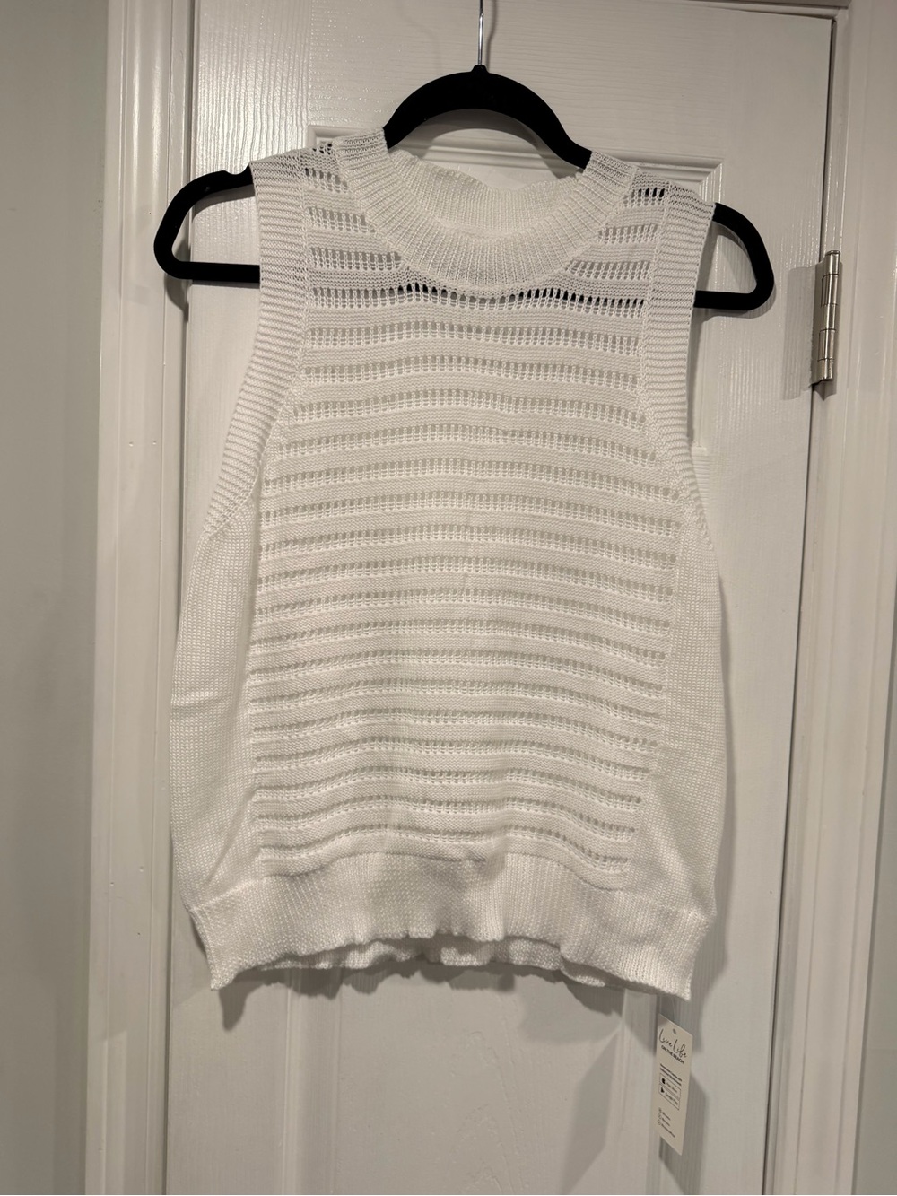 NWT Cupshe Size M White Open Knit Sleeveless Sweater Tank Top
